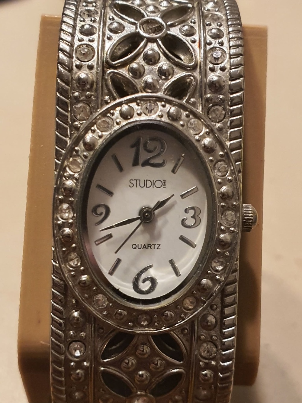 🦋10/$20🦋 Studio Time Silver Accented Stainless Steel Women's Closed Cuff Watch